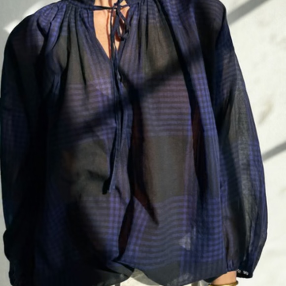 TWO NewYork Sheer Plaid Bohemian top - Picture 6 of 6
